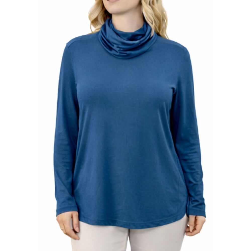 Fenn Wright mason blue modal cowl neck turtleneck s